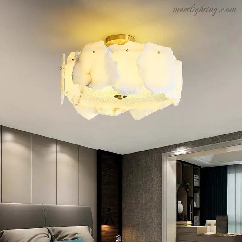 Flush Mount Alabaster Ceiling Light Fixture-Meet Lighting