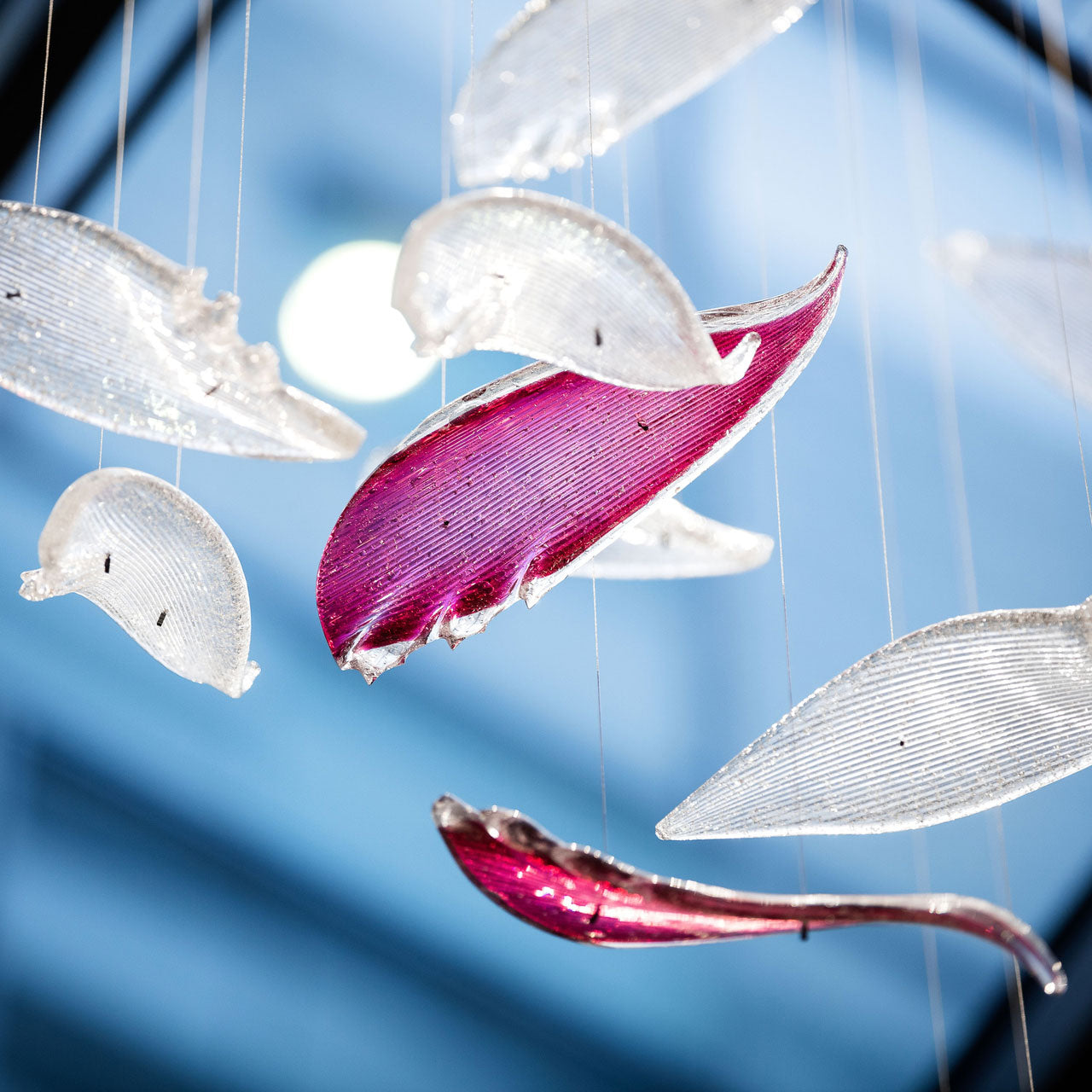 Flying Glass Feather Chandelier-Meet Lighting