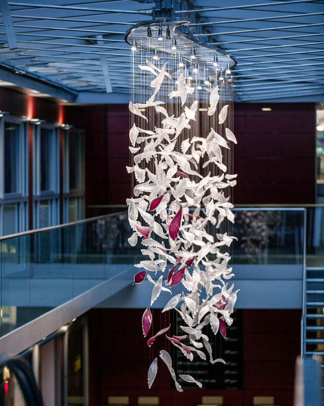 Flying Glass Feather Chandelier-Meet Lighting