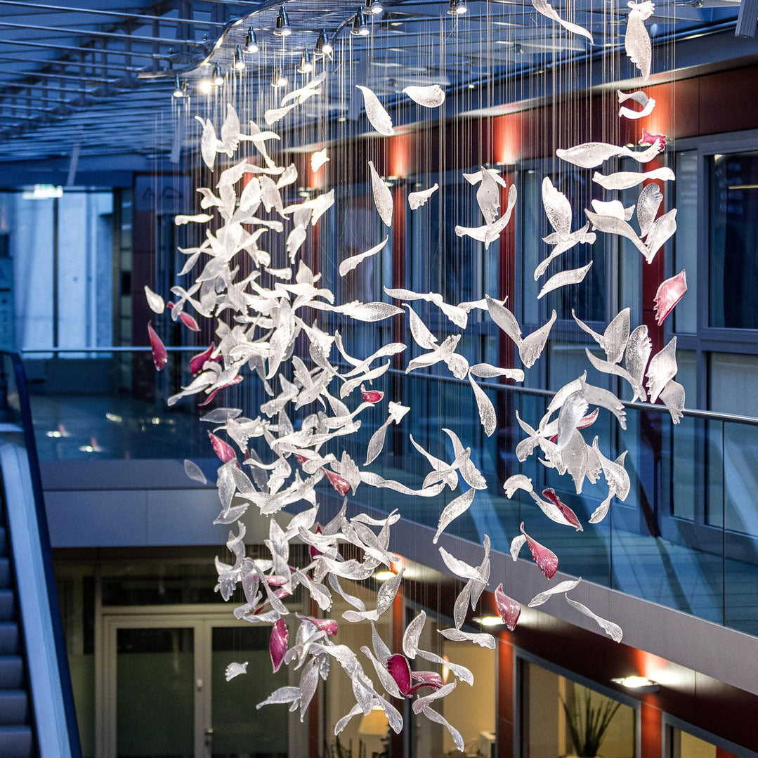 Flying Glass Feather Chandelier-Meet Lighting