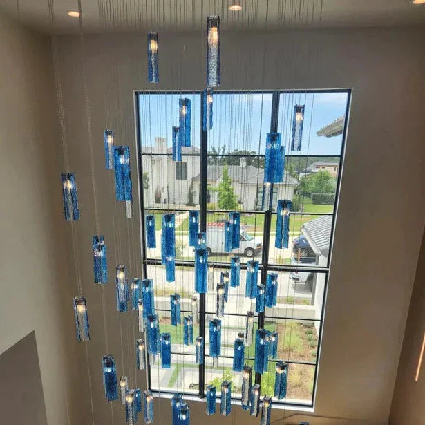 Art Design 1/25/60/84-Light Colorful Rectangle Cluster Glass Tile Pendant/Chandelier-MEET LIGHTING