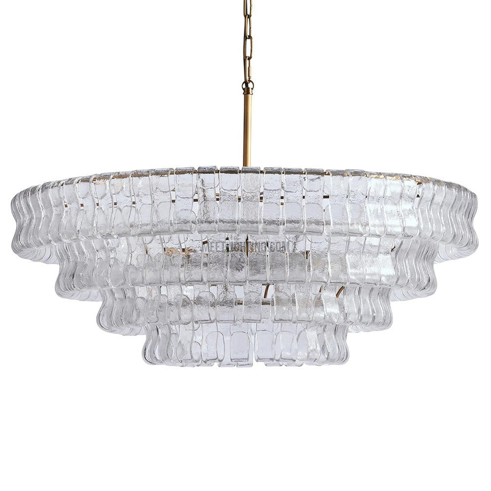 Ghiaccio Art Glass Round Chandelier 36"-Meet Lighting