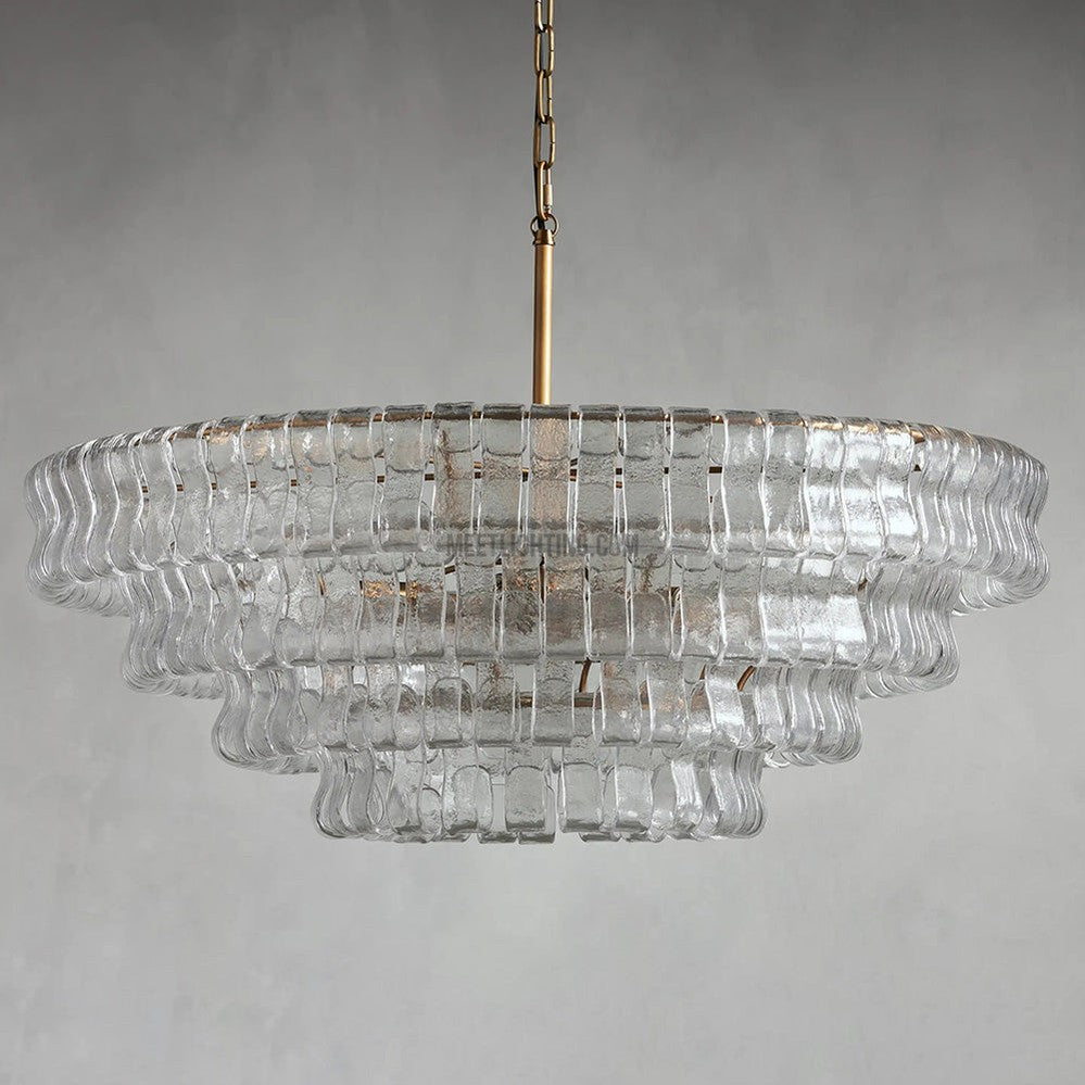 Ghiaccio Art Glass Round Chandelier 36"-Meet Lighting