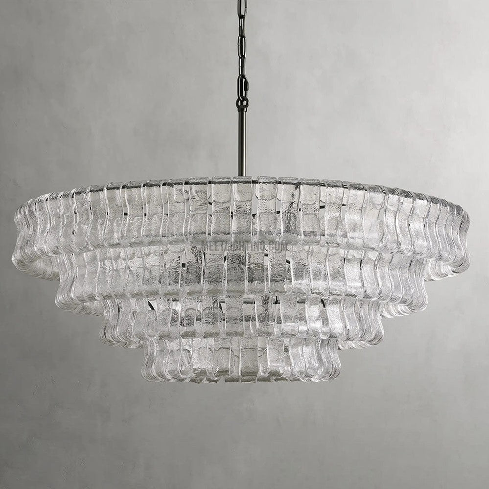 Ghiaccio Art Glass Round Chandelier 36"-Meet Lighting