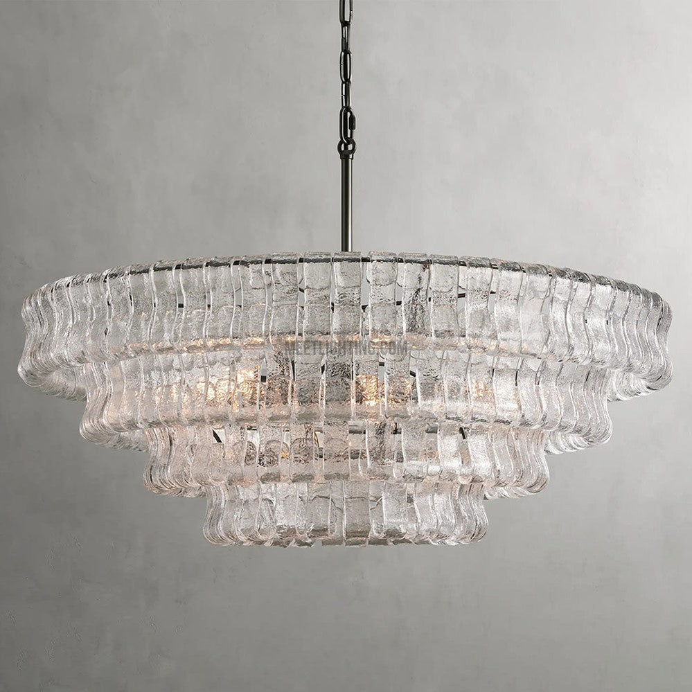 Ghiaccio Art Glass Round Chandelier 36"-Meet Lighting