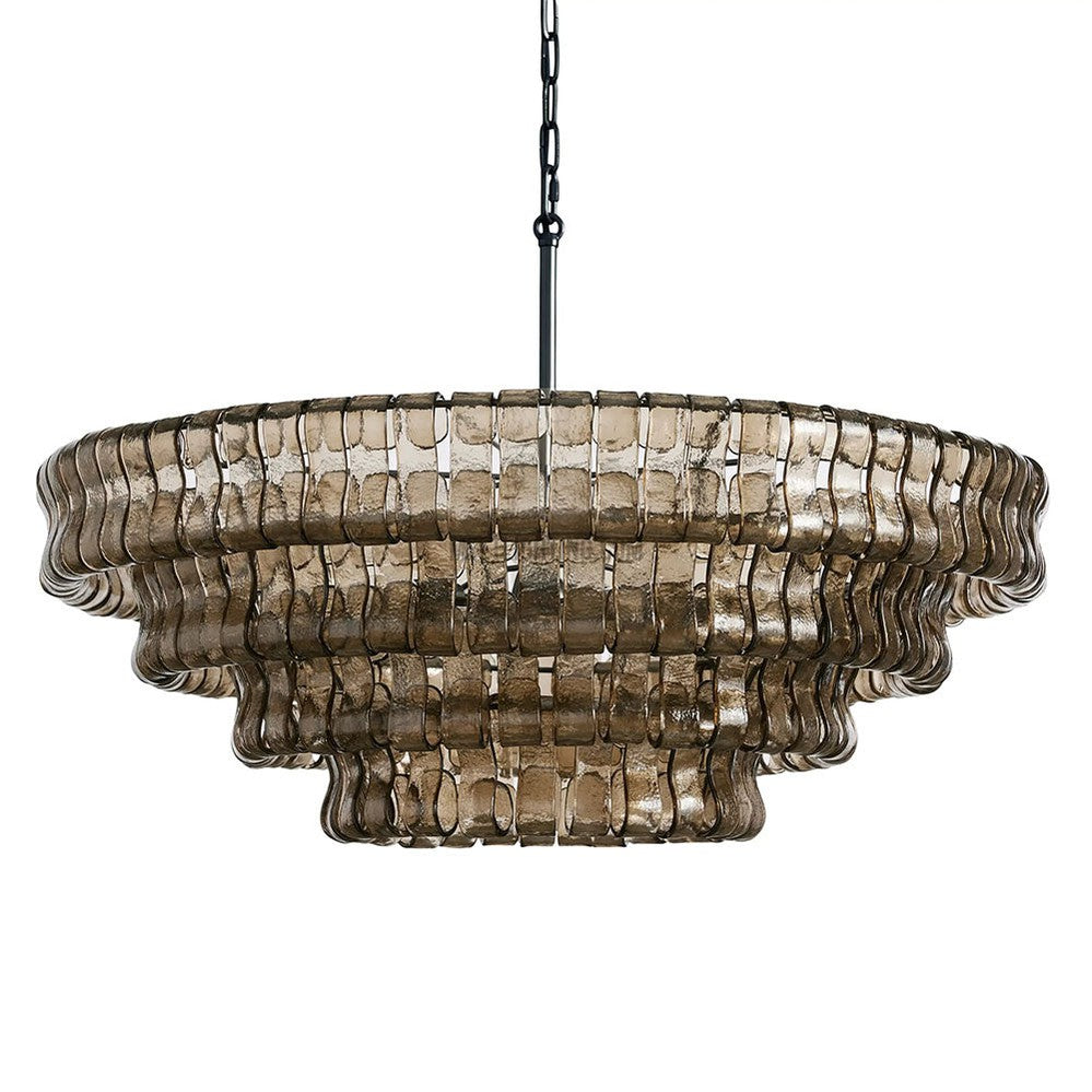 Ghiaccio Art Glass Round Chandelier 36"-Meet Lighting