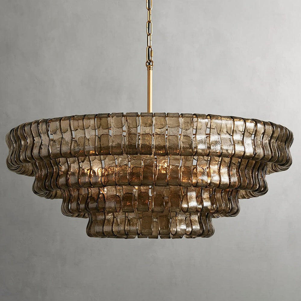 Ghiaccio Art Glass Round Chandelier 36"-Meet Lighting