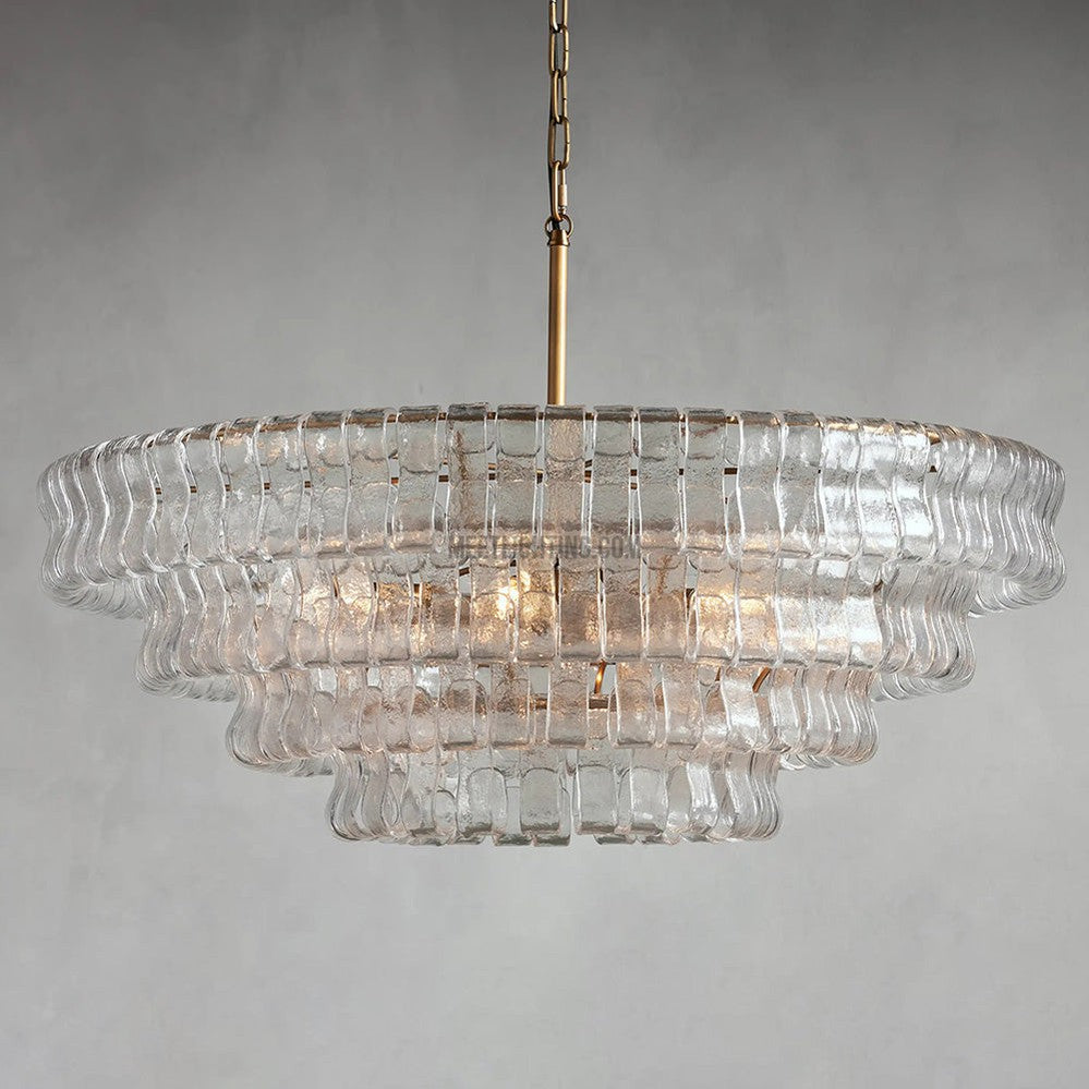 Ghiaccio Art Glass Round Chandelier 36"-Meet Lighting