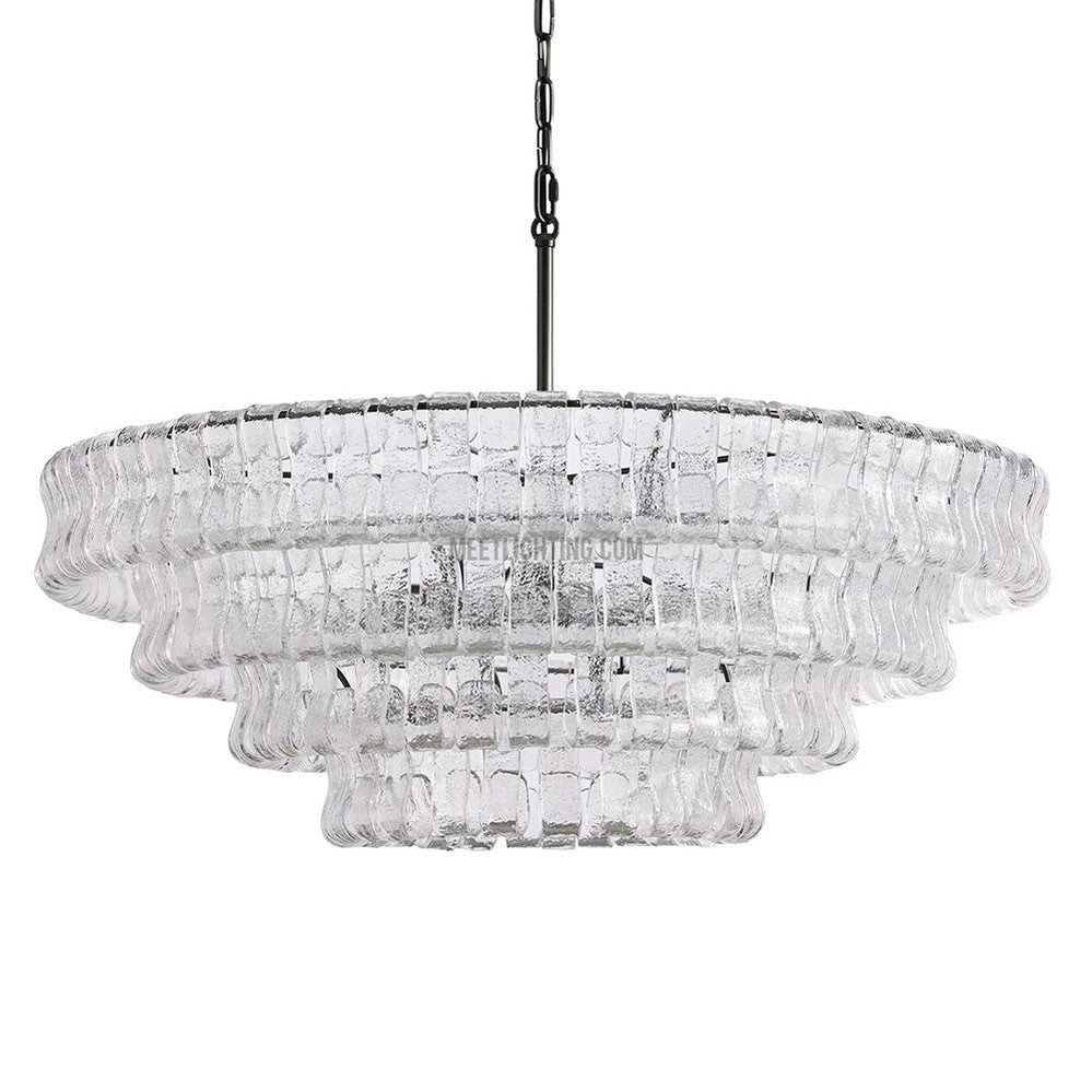 Ghiaccio Art Glass Round Chandelier 36"-Meet Lighting