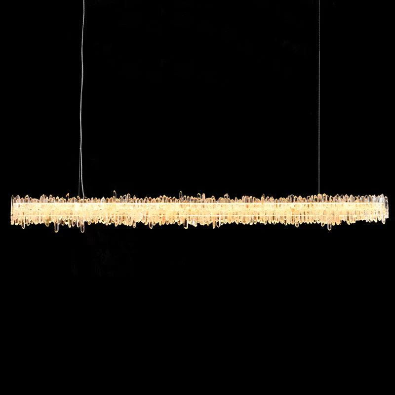Gina Rock Crystal Linear Chandelier-MEET LIGHTING