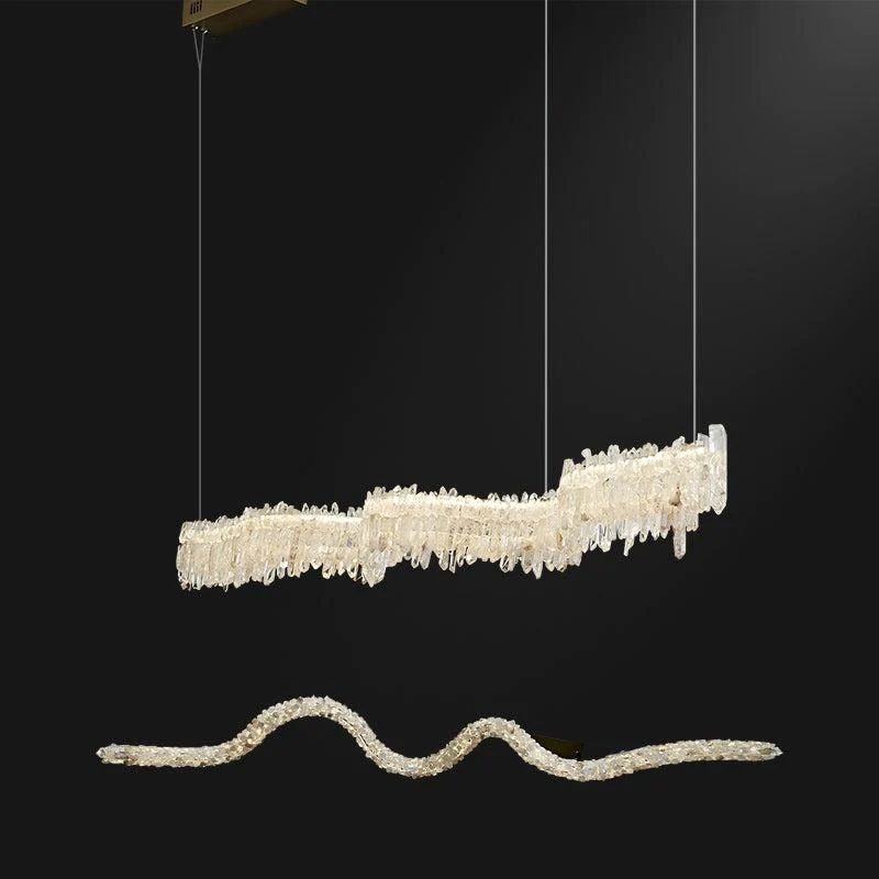 Gina Rock Crystal Linear Chandelier-MEET LIGHTING