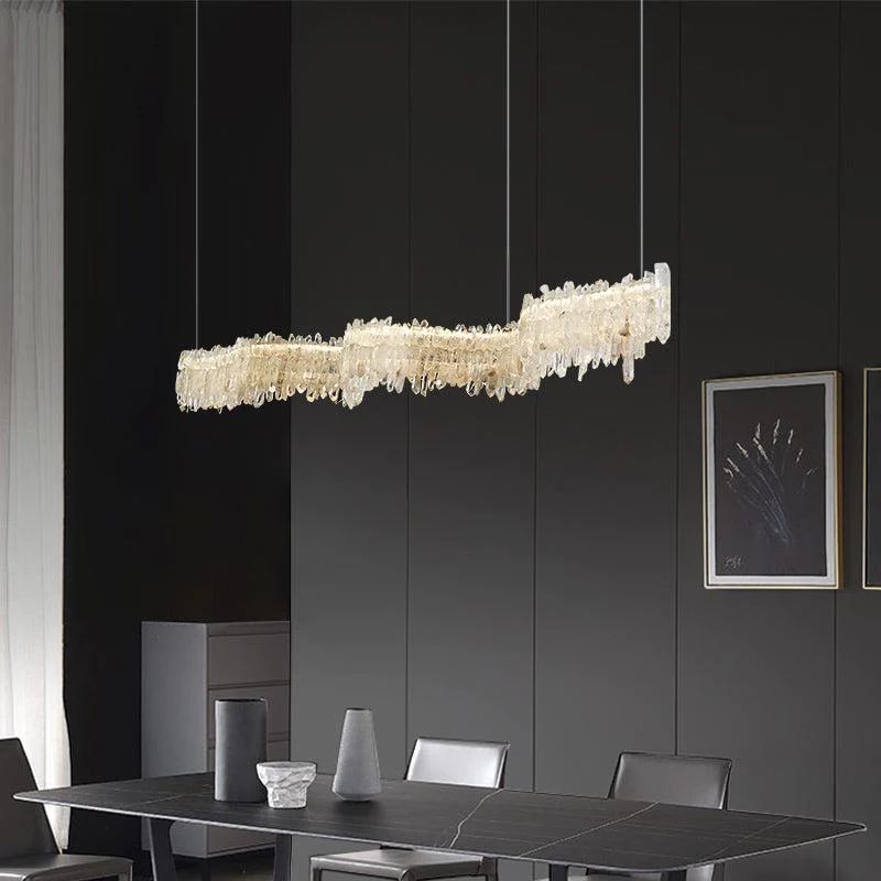 Gina Rock Crystal Linear Chandelier-MEET LIGHTING