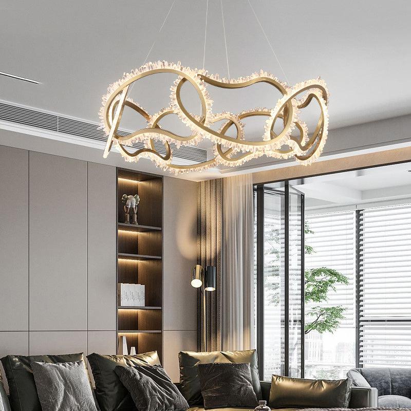 Gina Rock Crystal Multi Ring Chandelier-MEET LIGHTING
