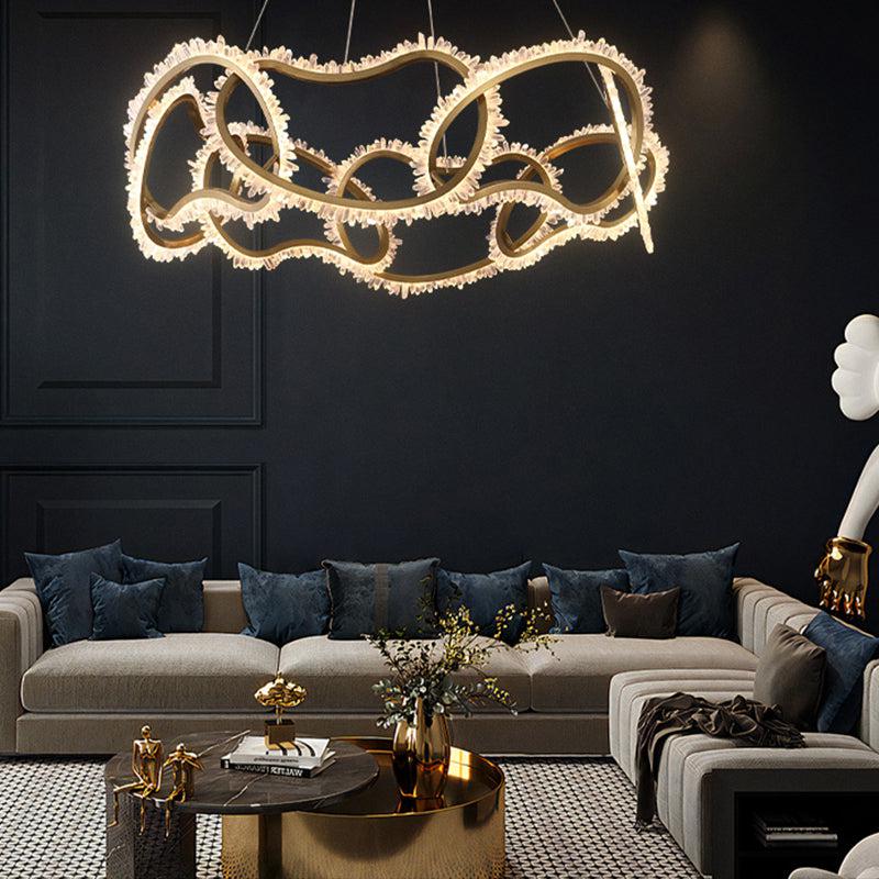 Gina Rock Crystal Multi Ring Chandelier-MEET LIGHTING