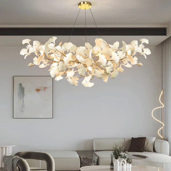 Modern Luxury Linear Ginkgo Ceramic Chandelier for Dining Room/Kitchen Island-MEET LIGHTING