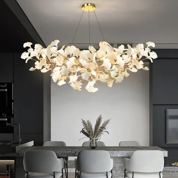 Modern Luxury Linear Ginkgo Ceramic Chandelier for Dining Room/Kitchen Island-MEET LIGHTING