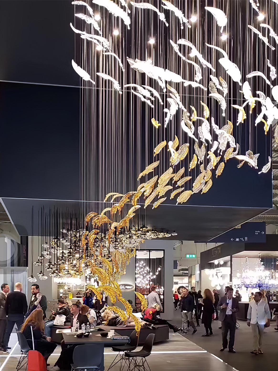 Glass Feathers Chandelier-MEET LIGHTING