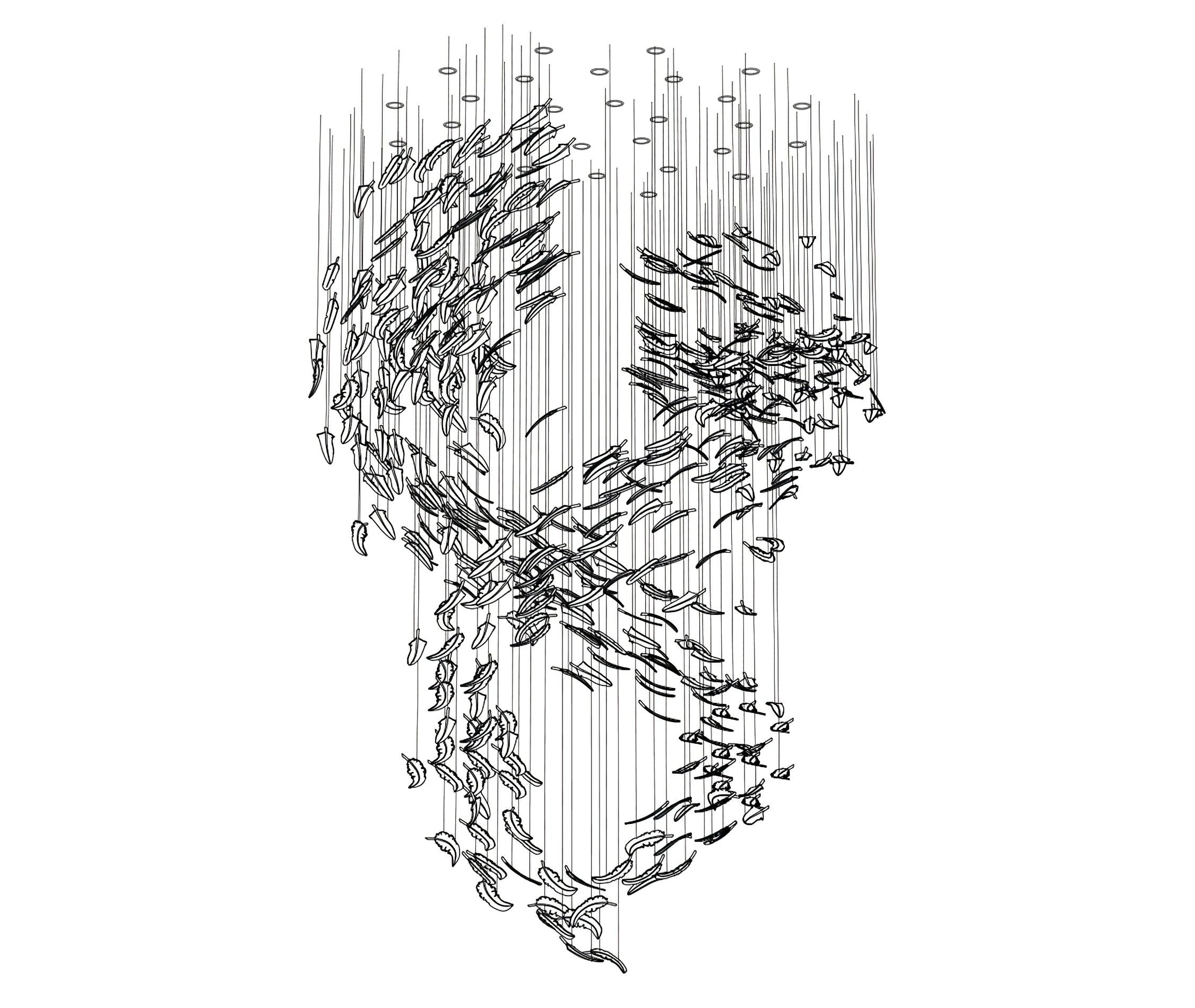 Glass Feathers Chandelier-MEET LIGHTING