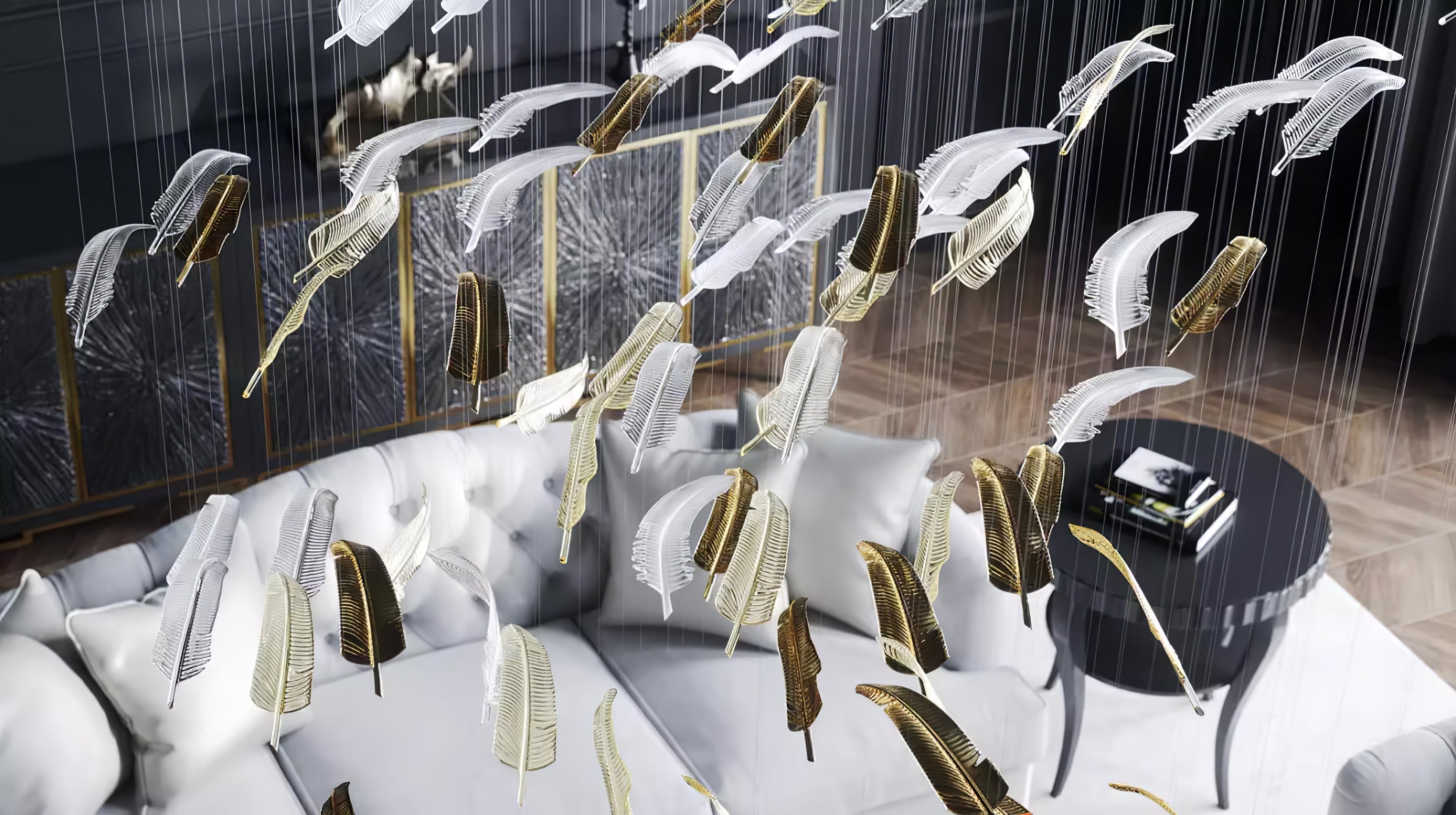 Glass Feathers Chandelier-MEET LIGHTING