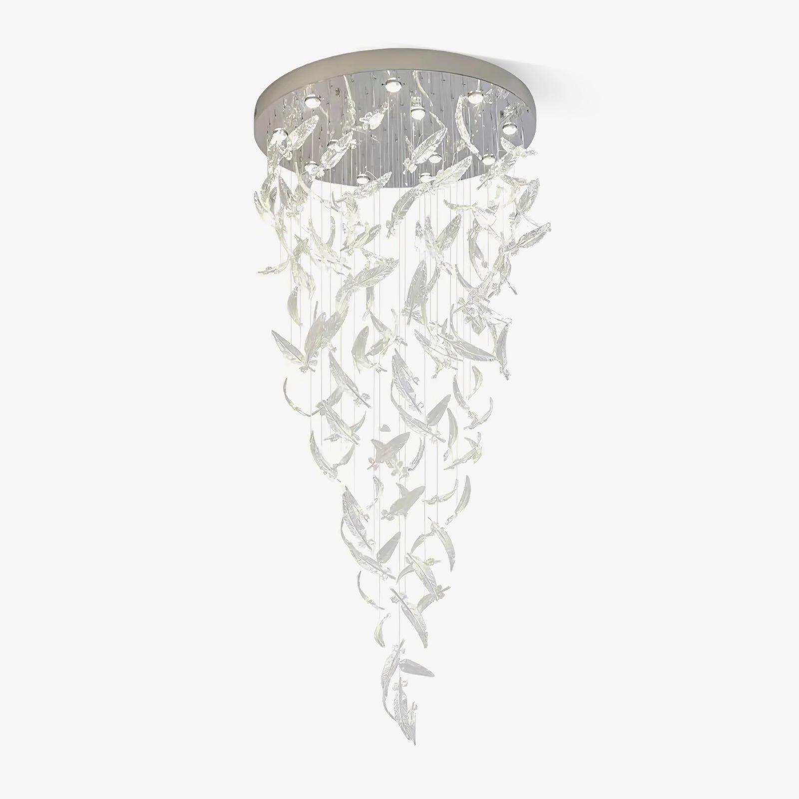 Glass Feathers Chandelier-MEET LIGHTING