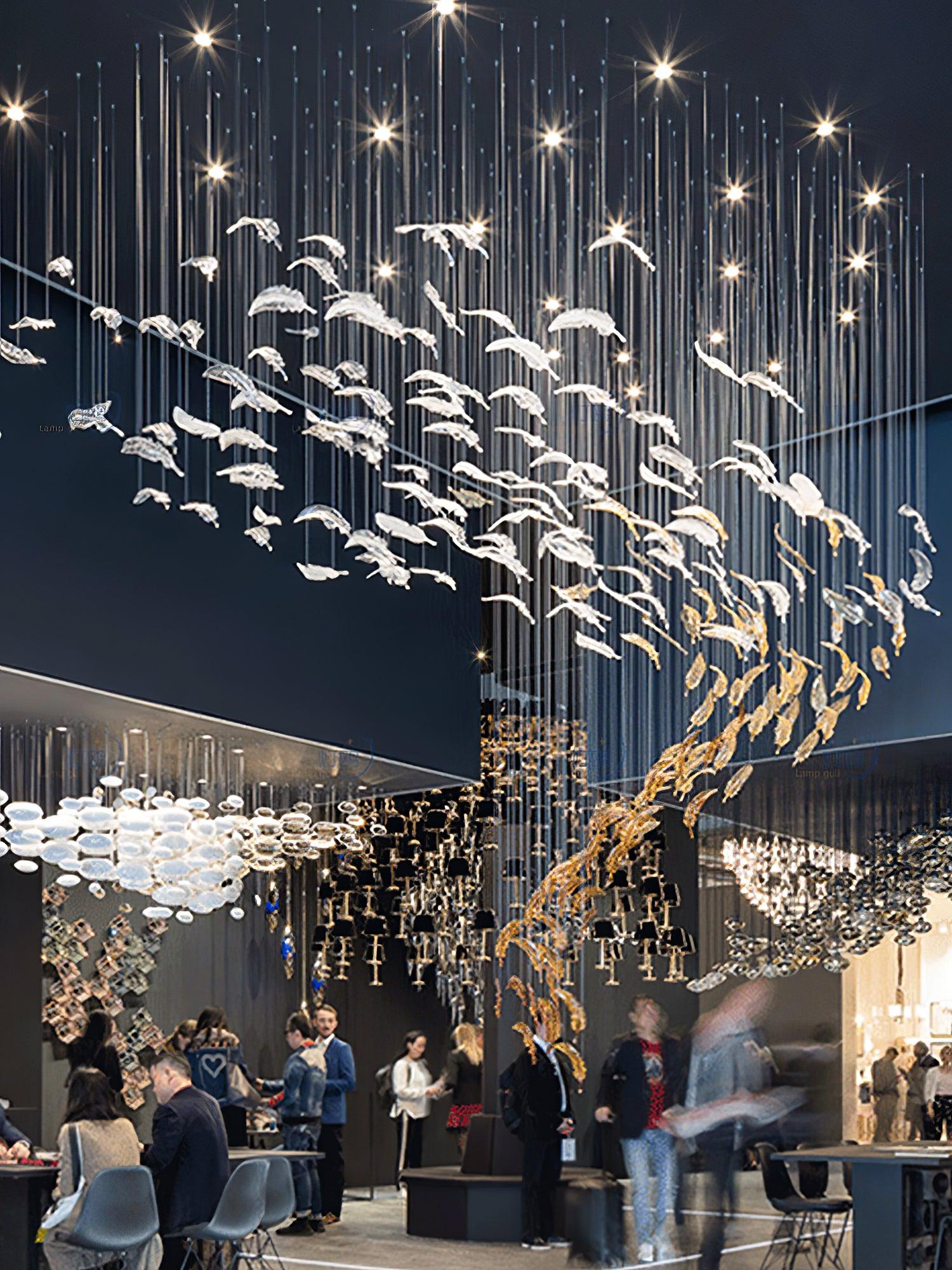 Glass Feathers Chandelier-MEET LIGHTING