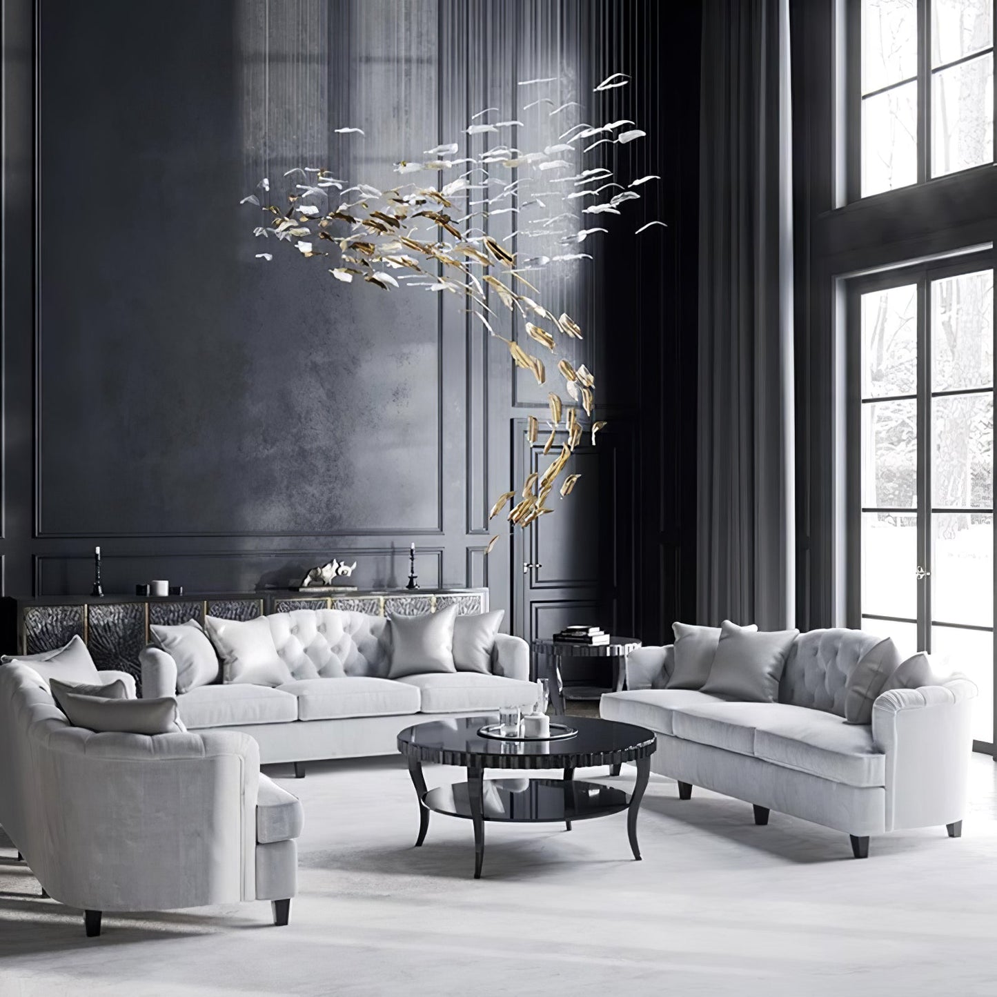 Glass Feathers Chandelier-Meet Lighting