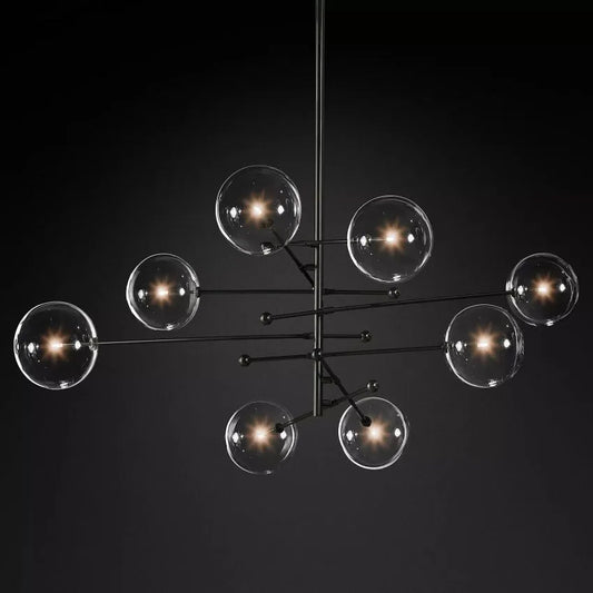 Darrance Modern Glass Globe Eight-Arm Chandelier 79" chandelier Kevin Studio Inc Black  
