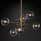 Darrance Modern Glass Globe Six-Arm Chandelier 54" chandelier Kevin Studio Inc   