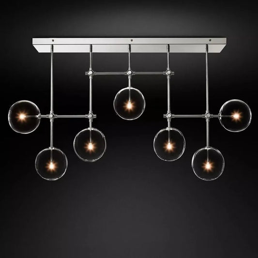 Darrance Modern Glass Globe Linear Chandelier 50'' 60" chandelier Kevin Studio Inc Polished Nickel 60''W 