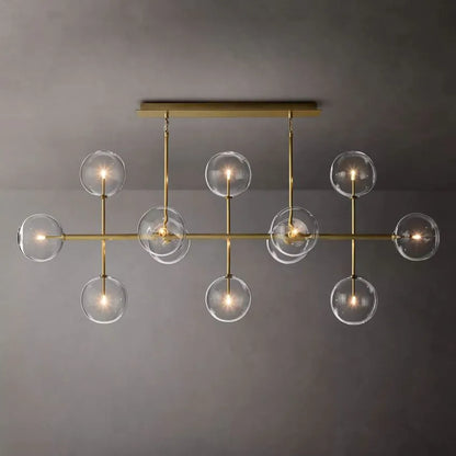 Darrance Modern Globe Linear Chandelier 72" chandelier Kevin Studio Inc Lacquered Burnished Brass  