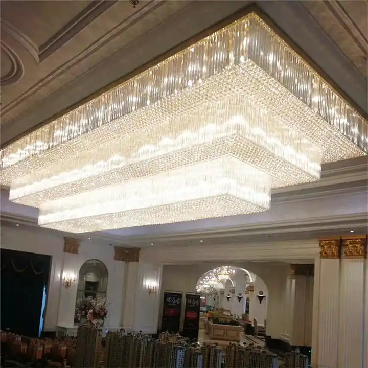 Modern Extra 2/3 Tiered Flush Mount Crystal Chandelier for Large Area-MEET LIGHTING