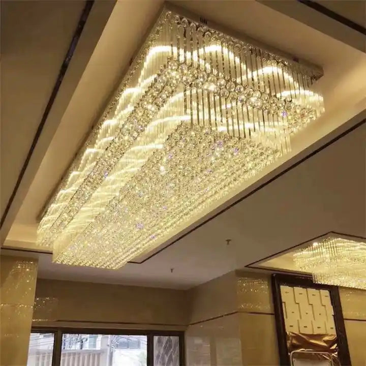 Modern Extra 2/3 Tiered Flush Mount Crystal Chandelier for Large Area-MEET LIGHTING