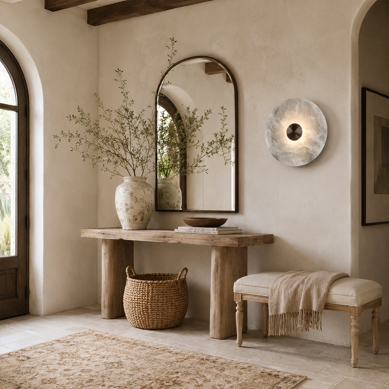 Median Alabaster Flush mount Wall Sconce by Meetlighting