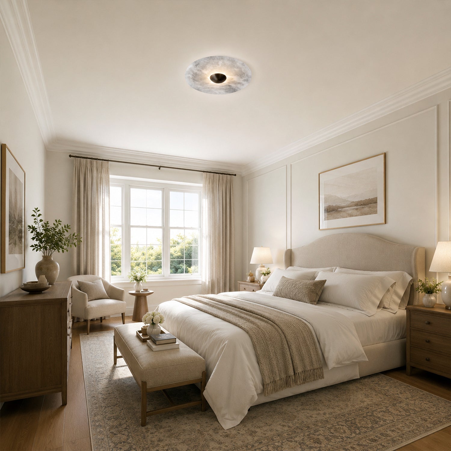 Median Alabaster Flush mount Wall Sconce by Meetlighting