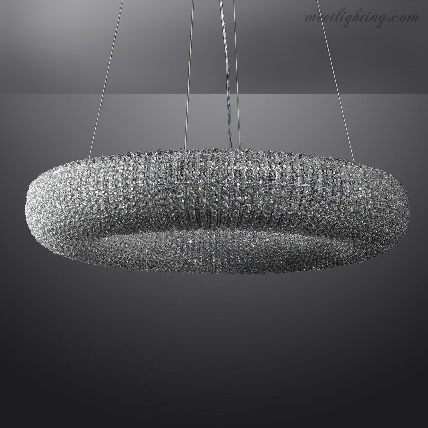 Halo Crystal Aperture Round Chandelier D59"-MEET LIGHTING