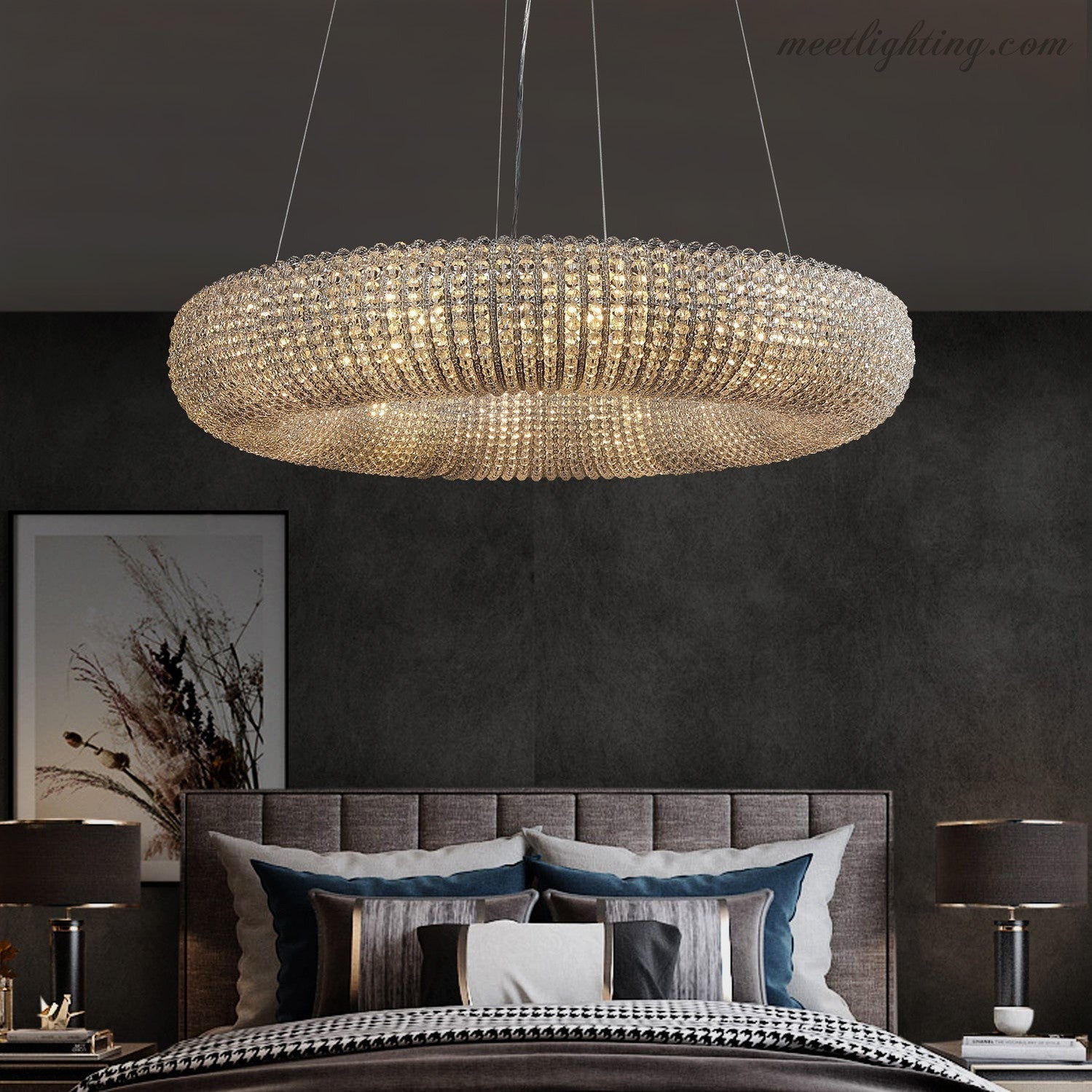 Halo Crystal Aperture Round Chandelier D59"-MEET LIGHTING