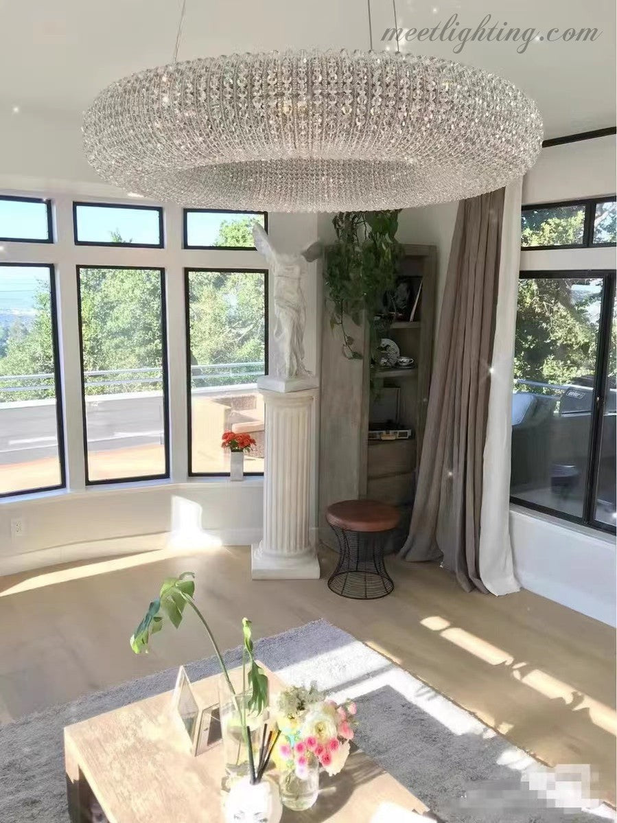 Halo Crystal Aperture Round Chandelier D72"-MEET LIGHTING