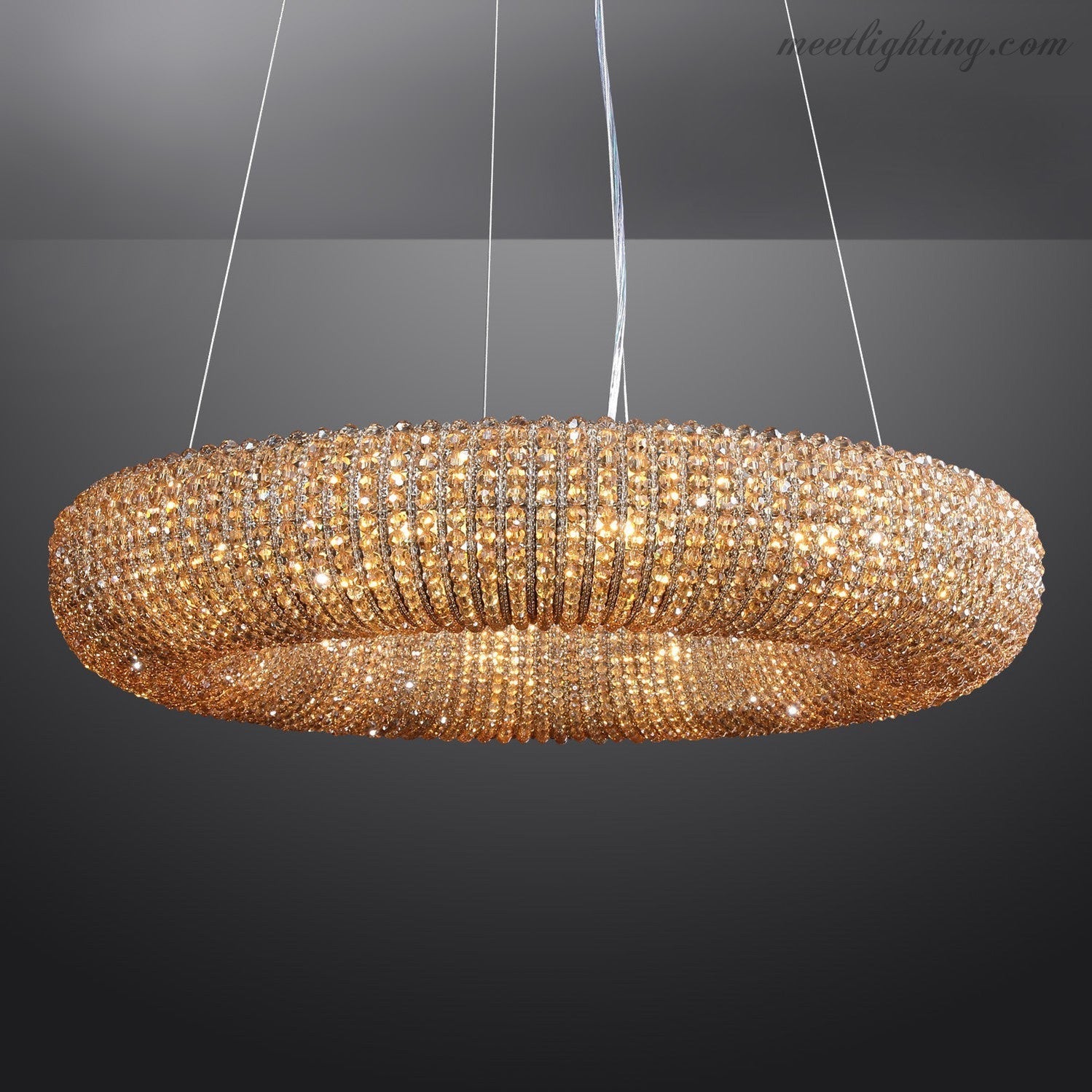 Halo Crystal Aperture Round Chandelier D72"-MEET LIGHTING