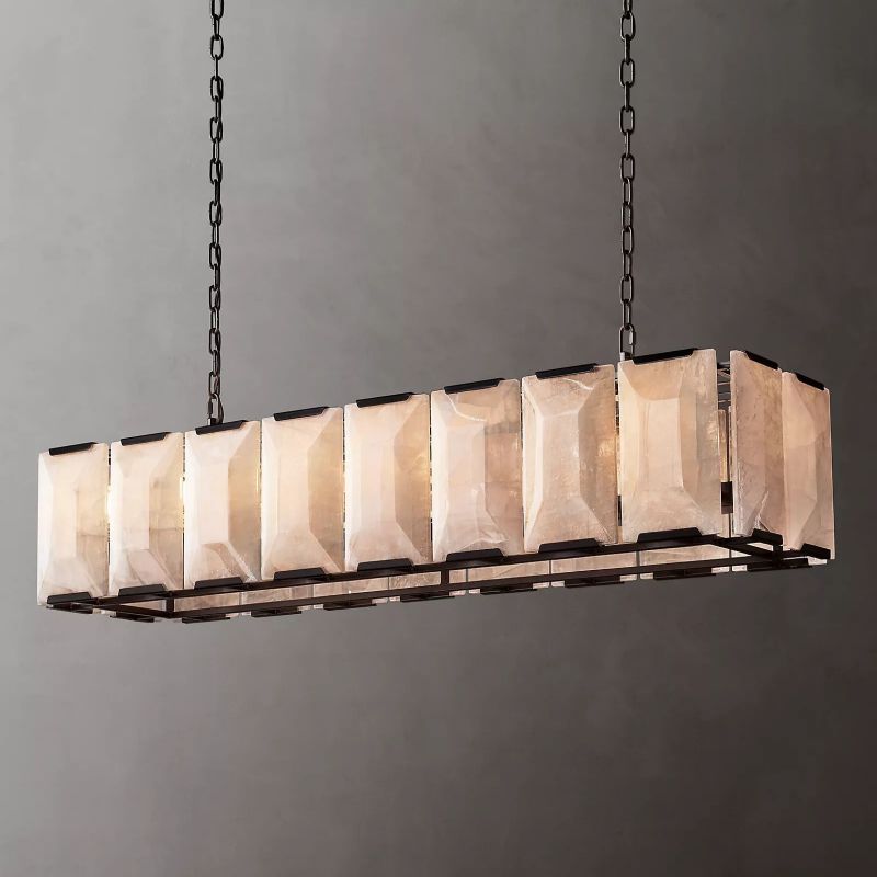 Harson Calcite Rectangular Chandelier 54" chandeliers for dining room,chandeliers for stairways,chandeliers for foyer,chandeliers for bedrooms,chandeliers for kitchen,chandeliers for living room Rbrights   