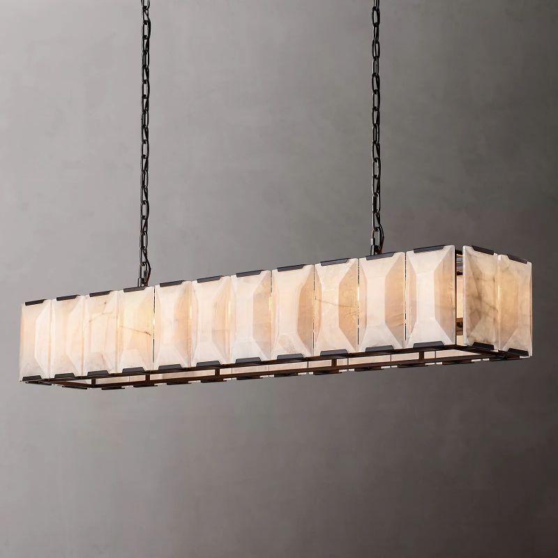 Harson Calcite Rectangular Chandelier 74" chandeliers for dining room,chandeliers for stairways,chandeliers for foyer,chandeliers for bedrooms,chandeliers for kitchen,chandeliers for living room Rbrights   