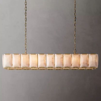 Harson Calcite Rectangular Chandelier 74" chandeliers for dining room,chandeliers for stairways,chandeliers for foyer,chandeliers for bedrooms,chandeliers for kitchen,chandeliers for living room Rbrights Lacquered Burnished Brass  