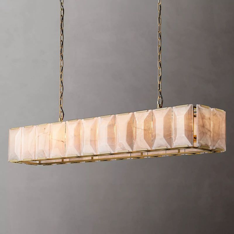 Harson Calcite Rectangular Chandelier 74" chandeliers for dining room,chandeliers for stairways,chandeliers for foyer,chandeliers for bedrooms,chandeliers for kitchen,chandeliers for living room Rbrights   