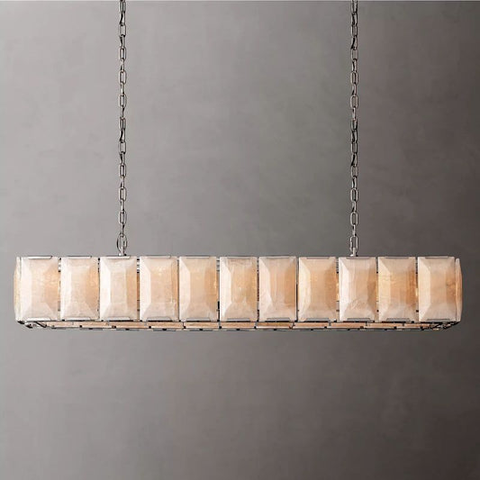 Harson Calcite Rectangular Chandelier 74" chandeliers for dining room,chandeliers for stairways,chandeliers for foyer,chandeliers for bedrooms,chandeliers for kitchen,chandeliers for living room Rbrights Polished Stainless Steel  
