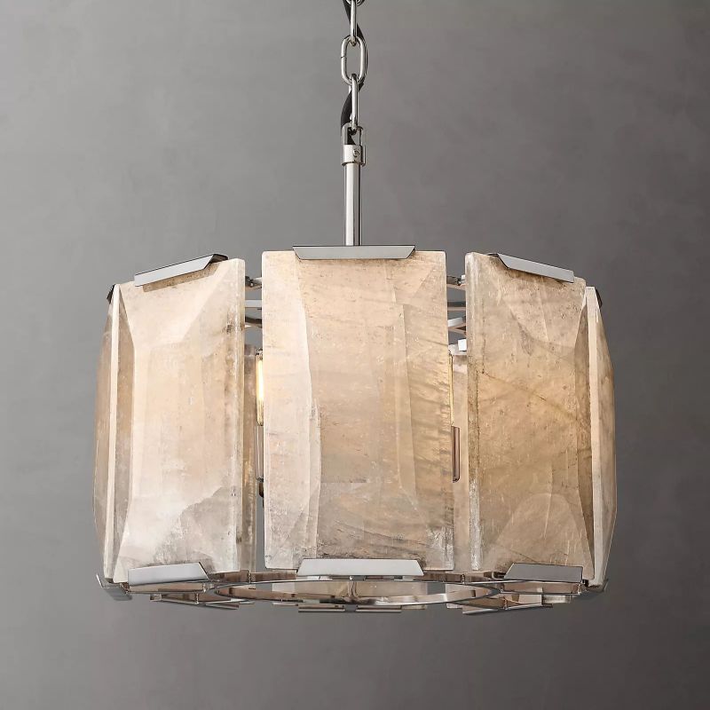 Harson Calcite Round Chandelier 19" chandeliers for dining room,chandeliers for stairways,chandeliers for foyer,chandeliers for bedrooms,chandeliers for kitchen,chandeliers for living room Rbrights Polished Stainless Steel  