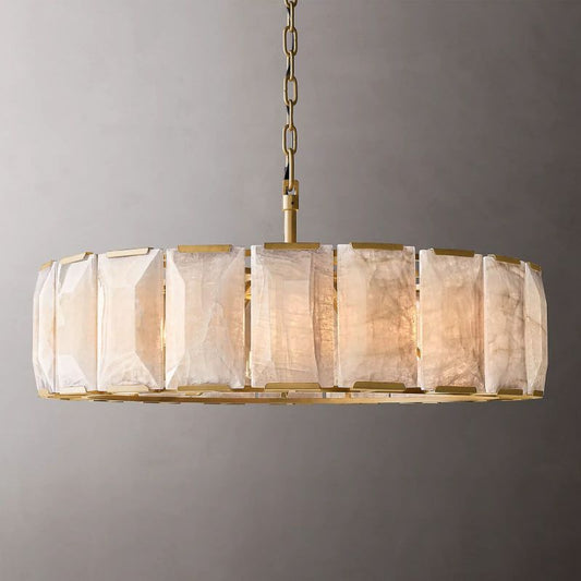Harson Calcite Round Chandelier 43" chandeliers for dining room,chandeliers for stairways,chandeliers for foyer,chandeliers for bedrooms,chandeliers for kitchen,chandeliers for living room Rbrights Lacquered Burnished Brass  