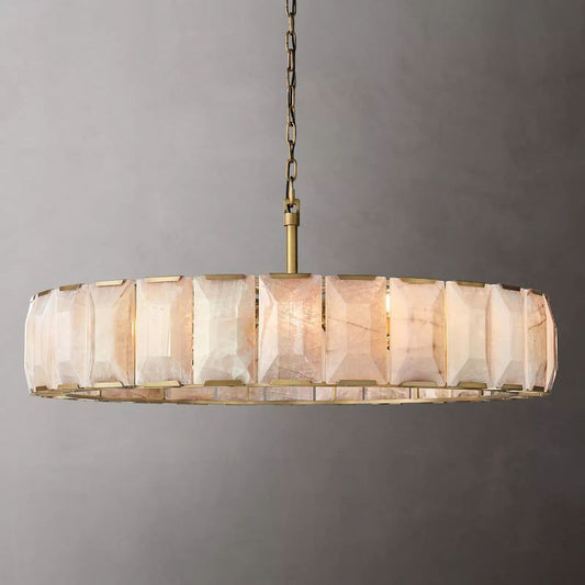 Harson Calcite Round Chandelier 60" chandeliers for dining room,chandeliers for stairways,chandeliers for foyer,chandeliers for bedrooms,chandeliers for kitchen,chandeliers for living room Rbrights Lacquered Burnished Brass  