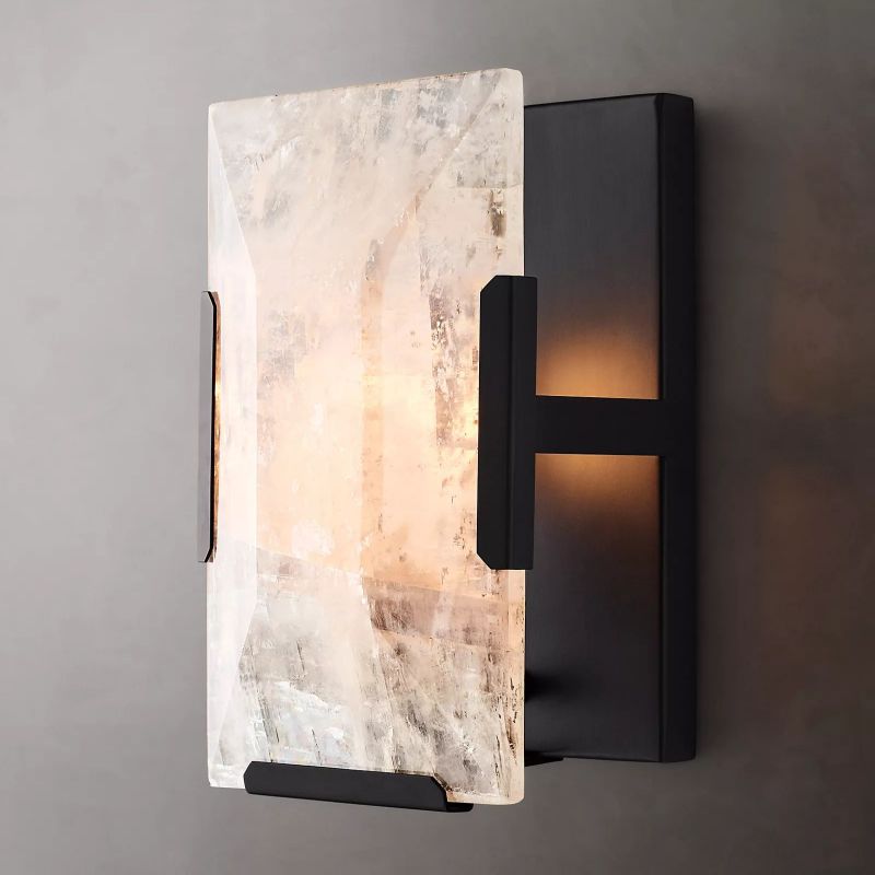 Harson Calcite Wall Lamp (short) chandeliers for dining room,chandeliers for stairways,chandeliers for foyer,chandeliers for bedrooms,chandeliers for kitchen,chandeliers for living room Rbrights Matte Black  