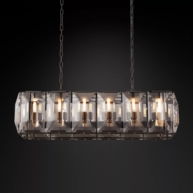 Harson Crystal Rectangular Chandelier 42" chandeliers for dining room,chandeliers for stairways,chandeliers for foyer,chandeliers for bedrooms,chandeliers for kitchen,chandeliers for living room Rbrights Matte Black  