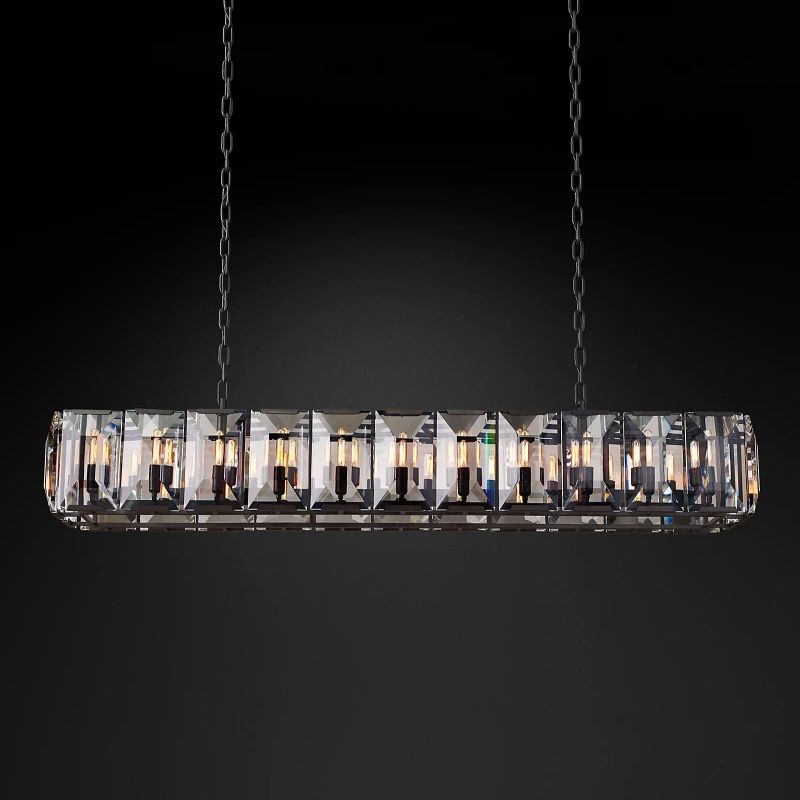 Harson Crystal Rectangular Chandelier 74" chandeliers for dining room,chandeliers for stairways,chandeliers for foyer,chandeliers for bedrooms,chandeliers for kitchen,chandeliers for living room Rbrights Matte Black  