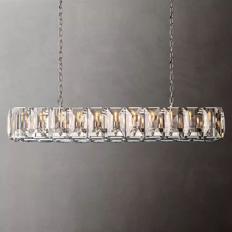 Harson Crystal Rectangular Chandelier 74" chandeliers for dining room,chandeliers for stairways,chandeliers for foyer,chandeliers for bedrooms,chandeliers for kitchen,chandeliers for living room Rbrights Polished Stainless Steel  